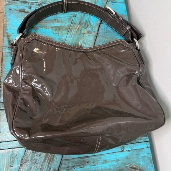 Marc Jacobs Khaki Patent Leather Purse Hobo Bag - Picture 7 of 16